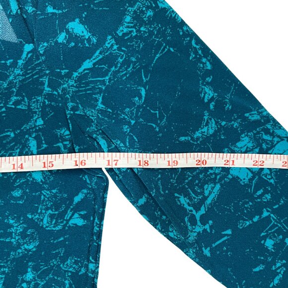 Bold Elements Women's Teal Abstract Print Blouse Size L Workwear Chic Career Top - Picture 5 of 10